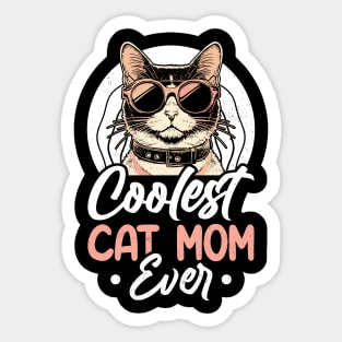 Retro Coolest Cat Mom Ever Pet Lover Vintage Mothers Day Sticker